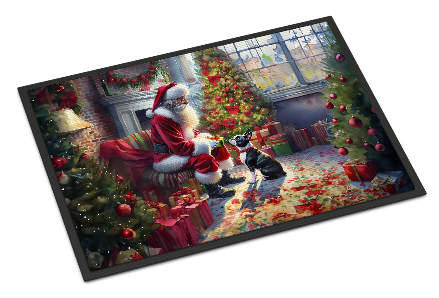 Buy this Boston Terrier and Santa Claus Doormat