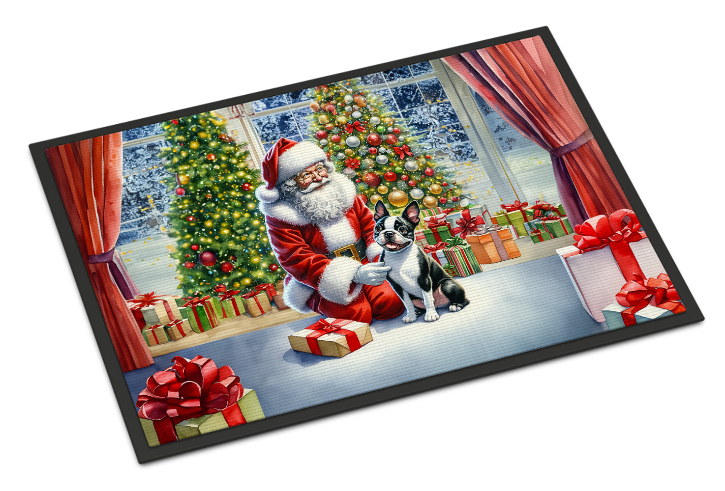Buy this Boston Terrier and Santa Claus Doormat