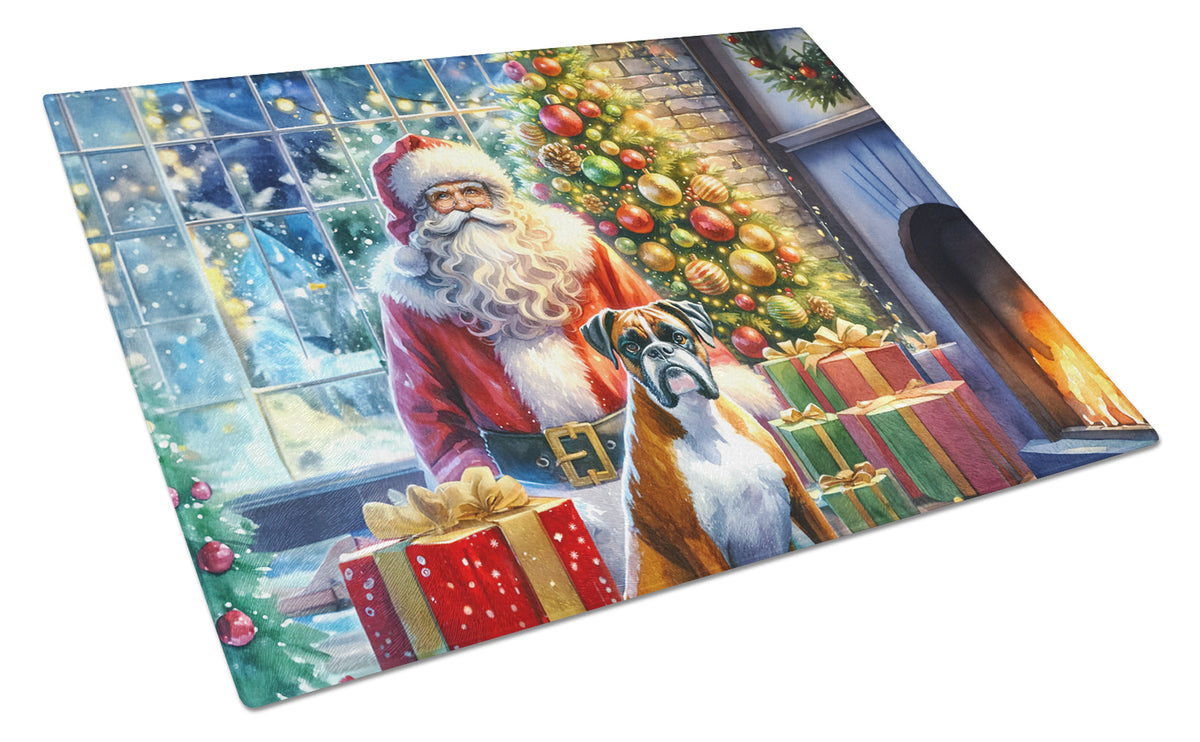 Buy this Boxer and Santa Claus Glass Cutting Board