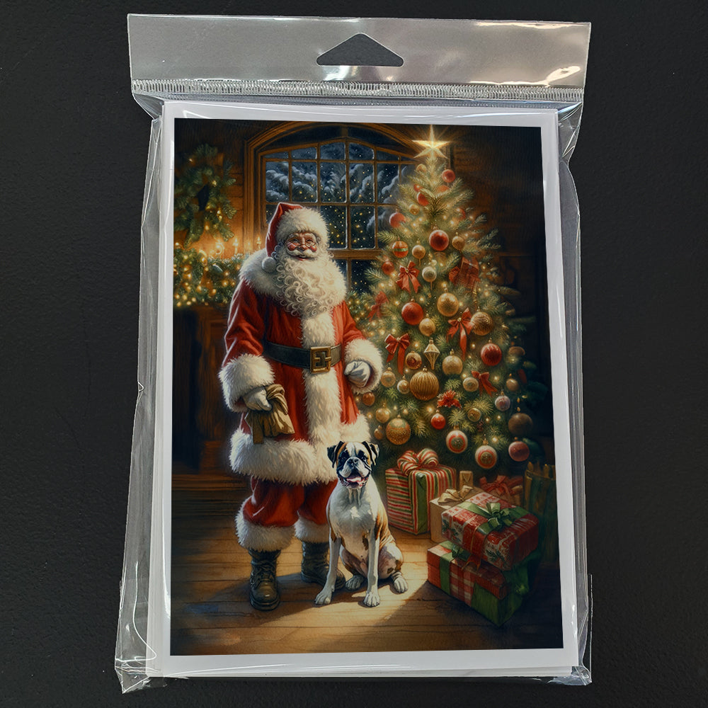 Boxer and Santa Claus Greeting Cards Pack of 8