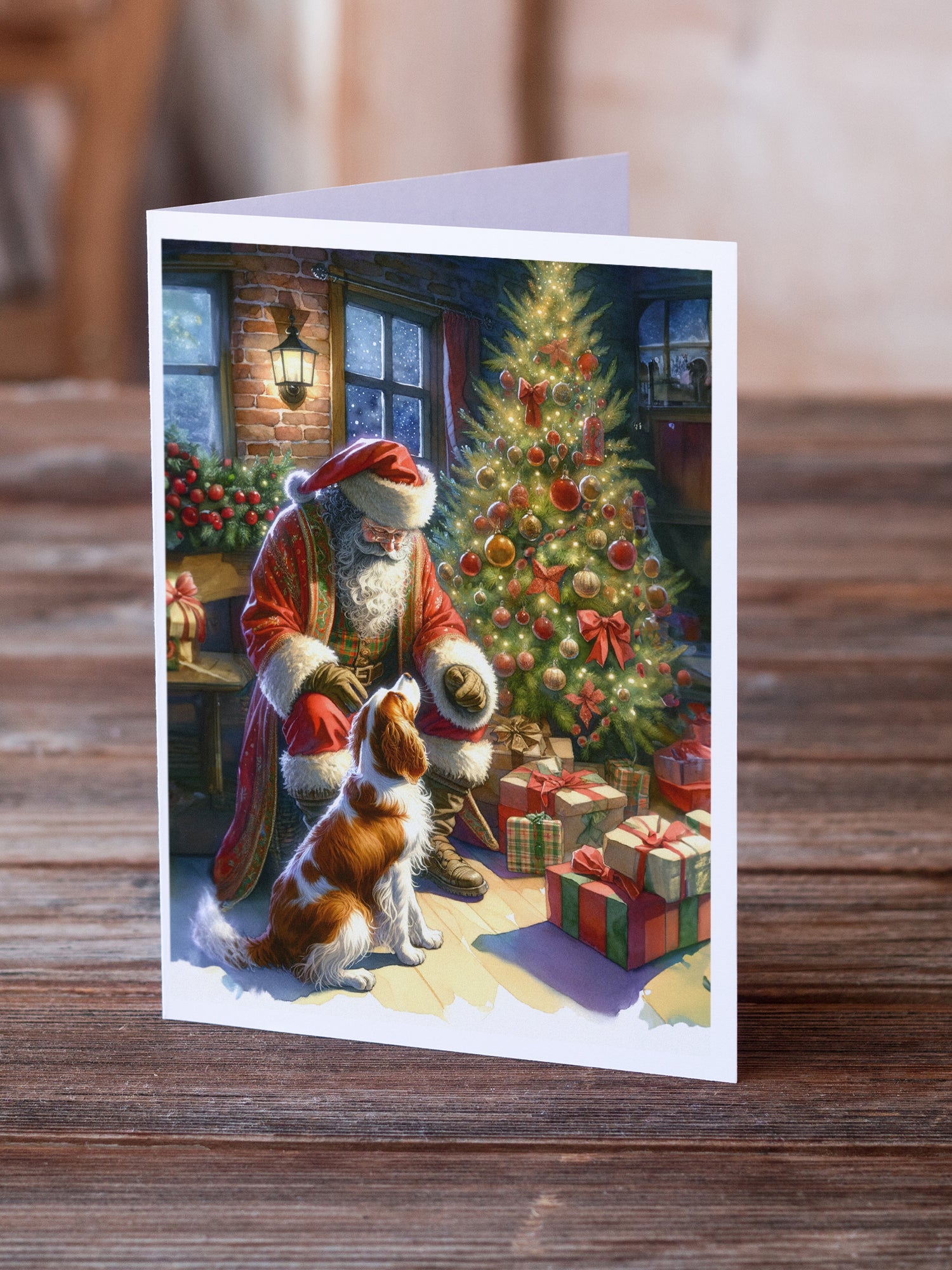 Brittany and Santa Claus Greeting Cards Pack of 8