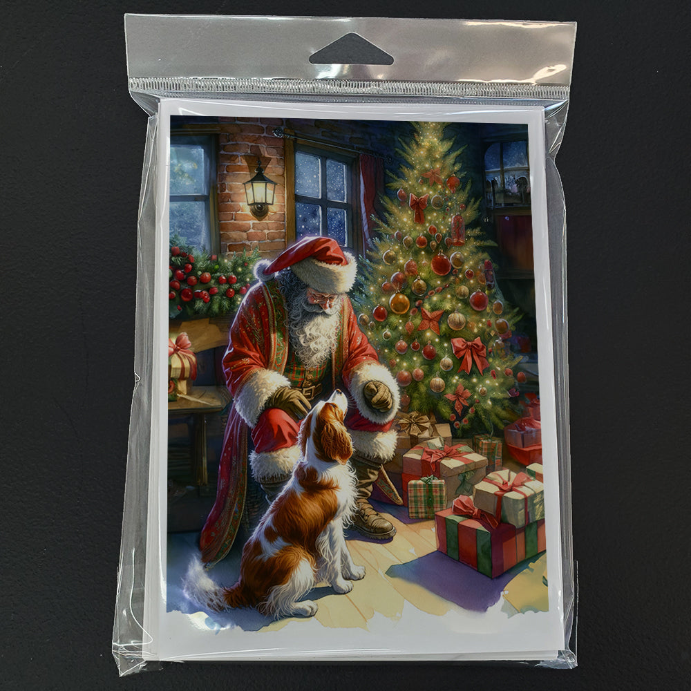 Brittany and Santa Claus Greeting Cards Pack of 8