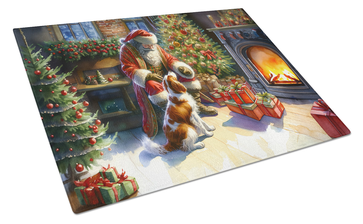 Buy this Brittany and Santa Claus Glass Cutting Board