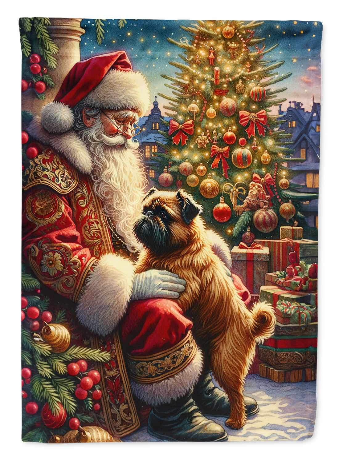 Buy this Brussels Griffon and Santa Claus House Flag