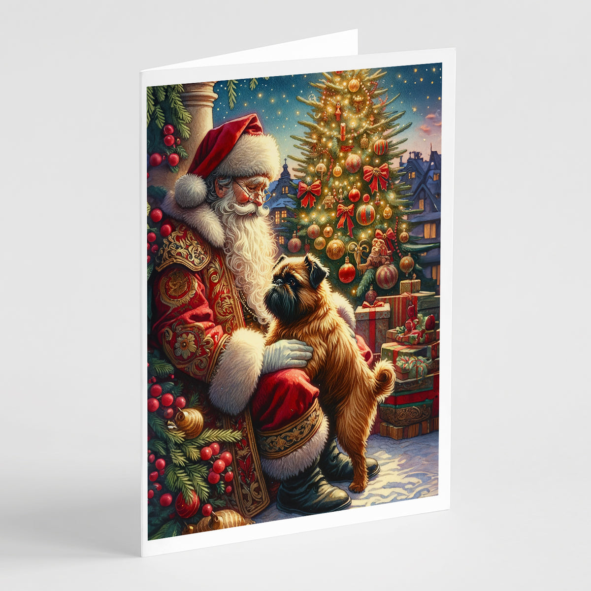 Buy this Brussels Griffon and Santa Claus Greeting Cards Pack of 8