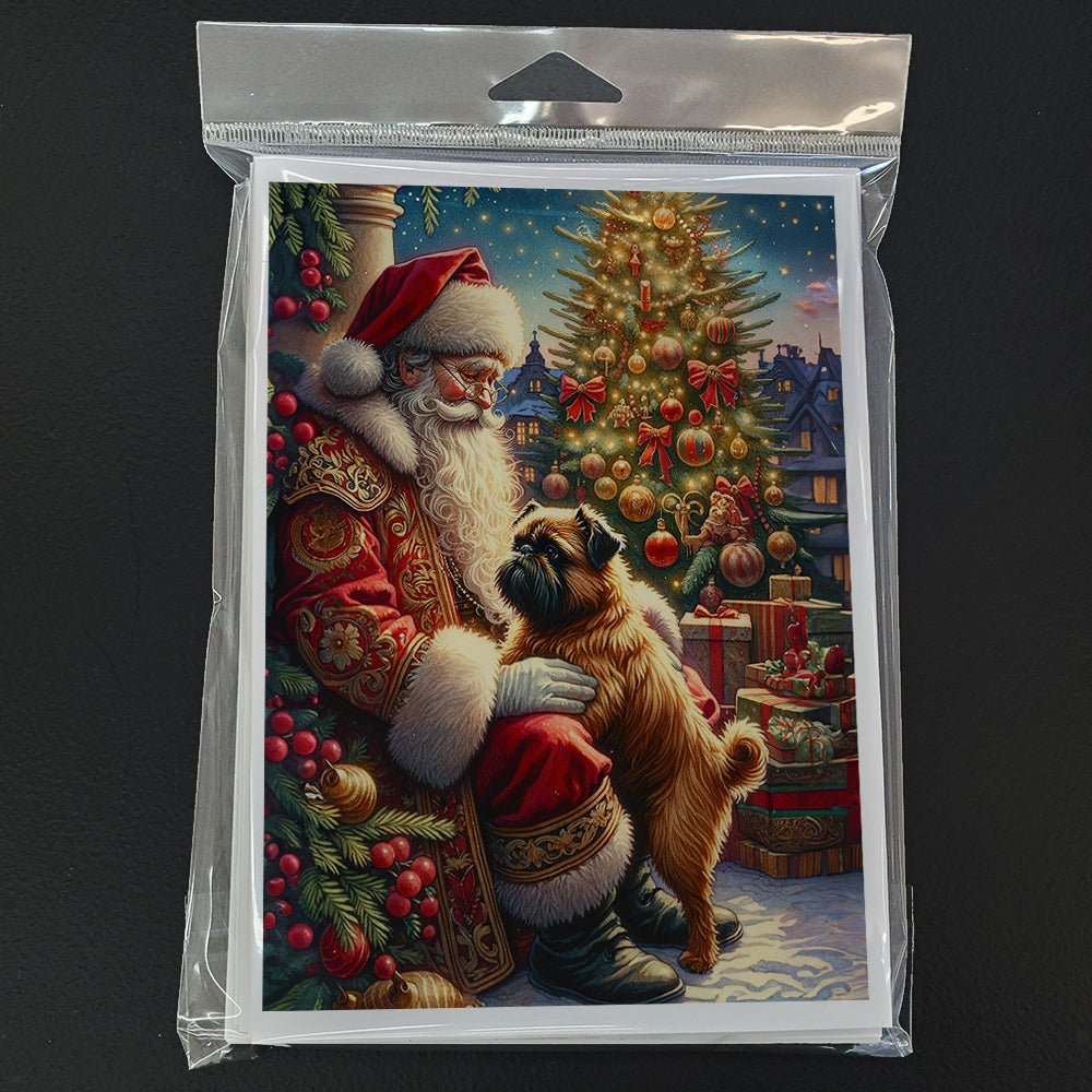 Brussels Griffon and Santa Claus Greeting Cards Pack of 8