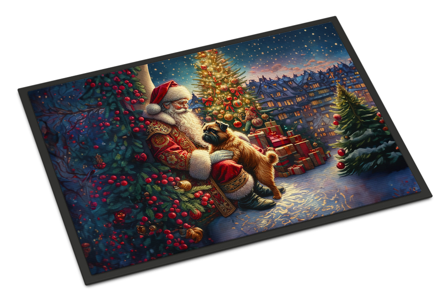 Buy this Brussels Griffon and Santa Claus Doormat
