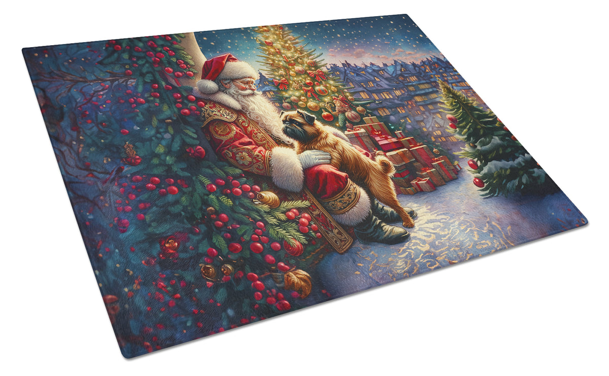 Buy this Brussels Griffon and Santa Claus Glass Cutting Board