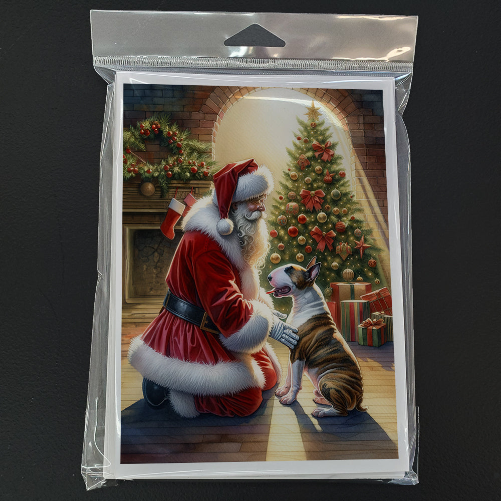 Bull Terrier and Santa Claus Greeting Cards Pack of 8