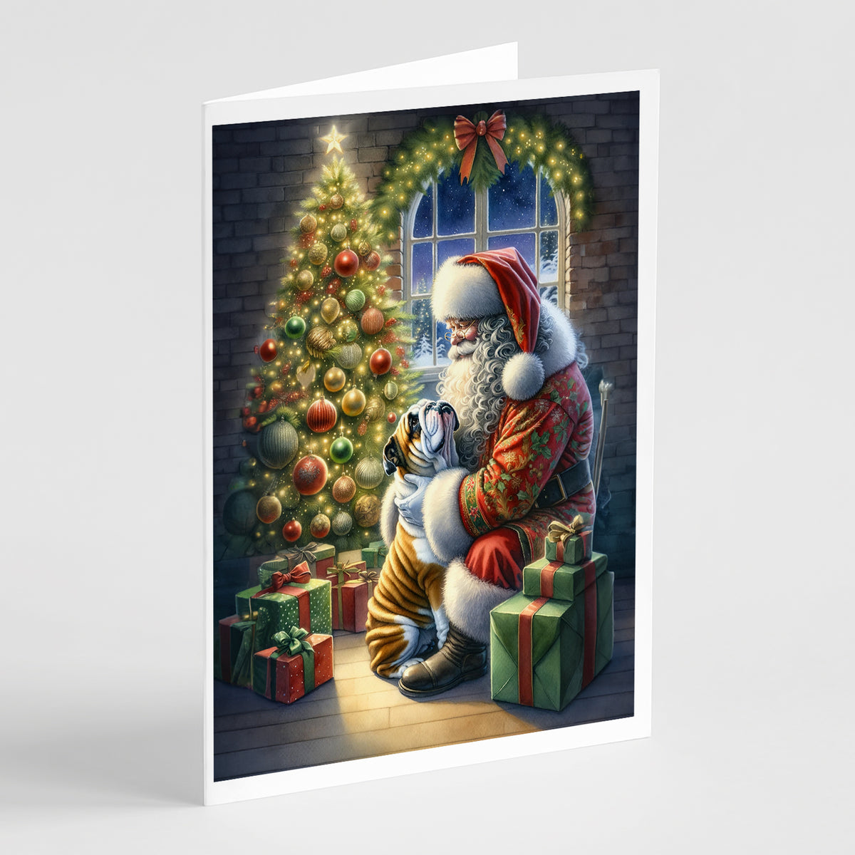 Buy this English Bulldog and Santa Claus Greeting Cards Pack of 8
