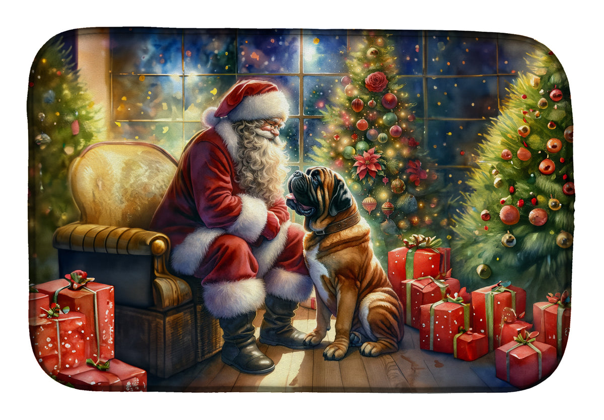 Buy this Bullmastiff and Santa Claus Dish Drying Mat