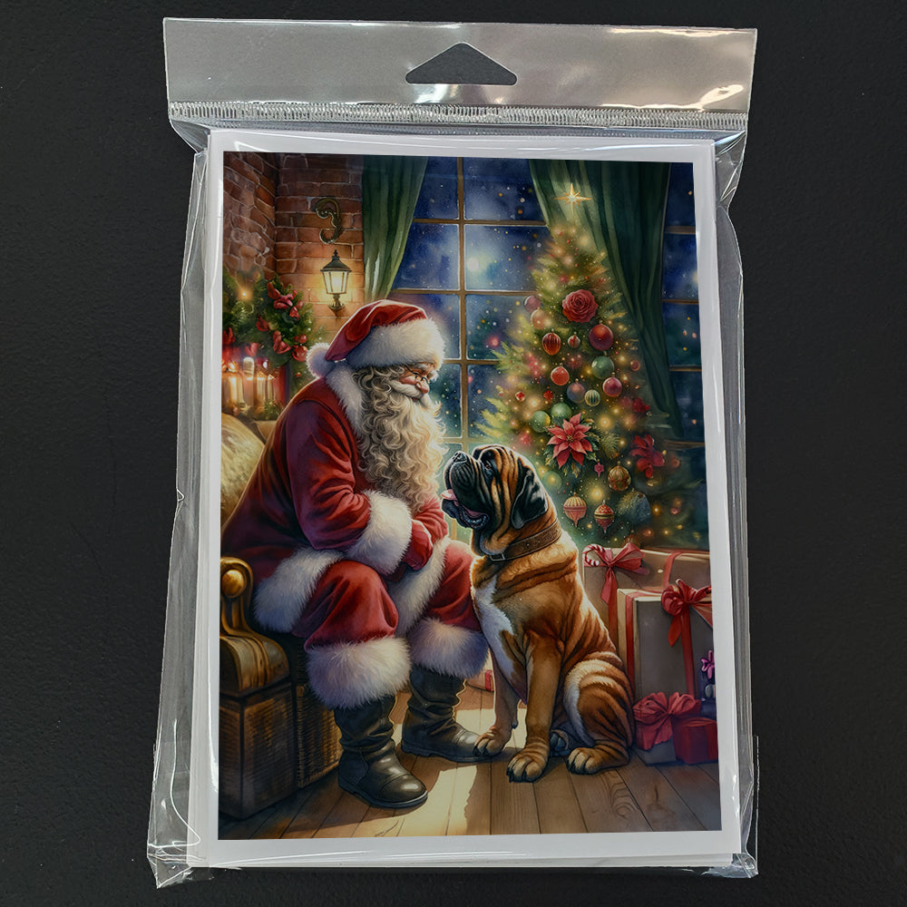 Bullmastiff and Santa Claus Greeting Cards Pack of 8