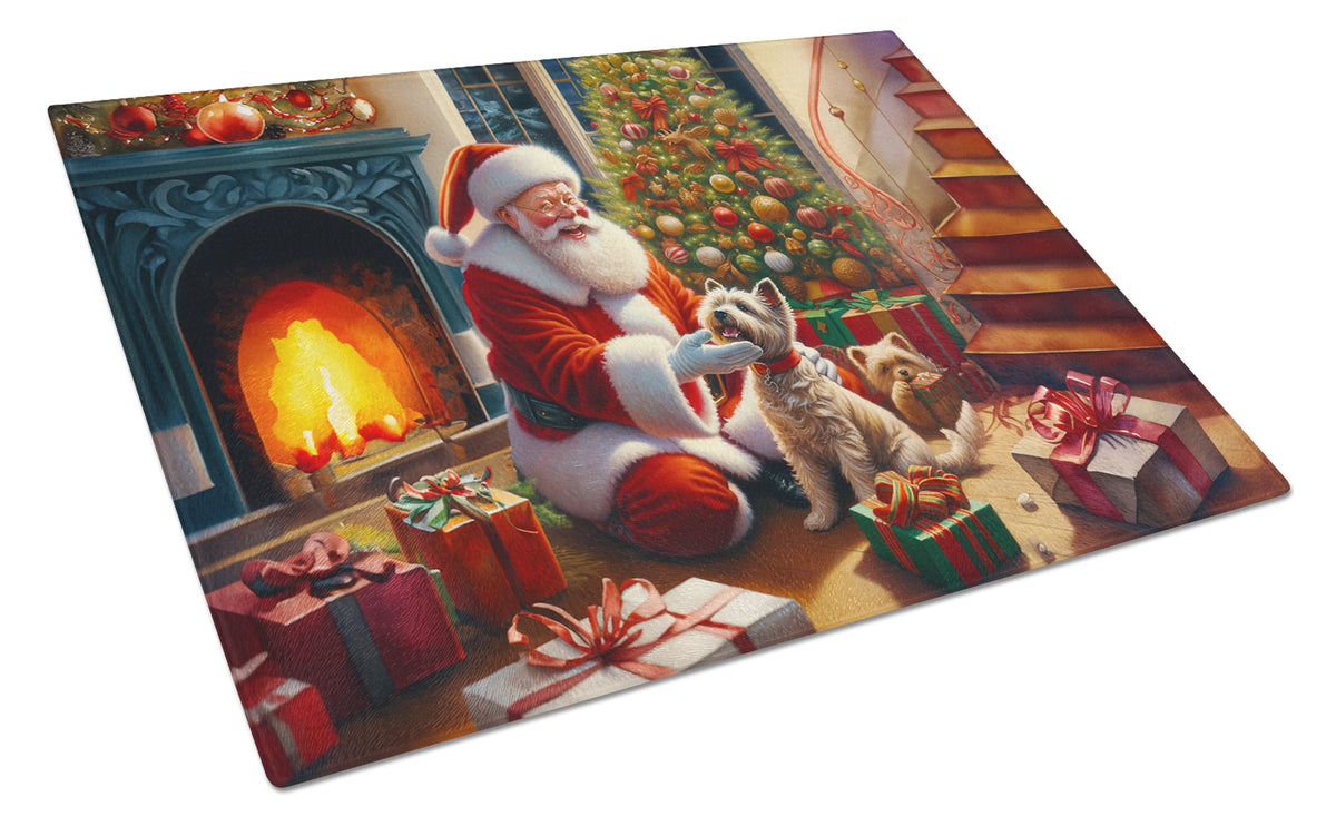Buy this Cairn Terrier and Santa Claus Glass Cutting Board