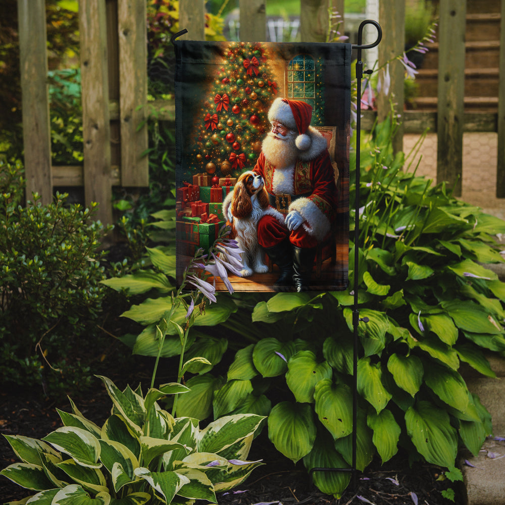 Caroline's Treasures Cavalier Spaniel with Santa Garden Flag – Christmas Dog Yard Decor