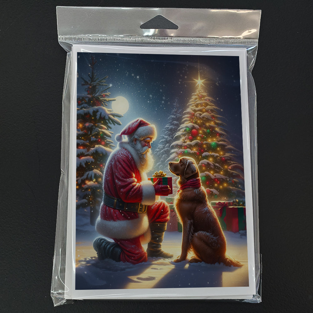 Chesapeake Bay Retriever and Santa Claus Greeting Cards Pack of 8