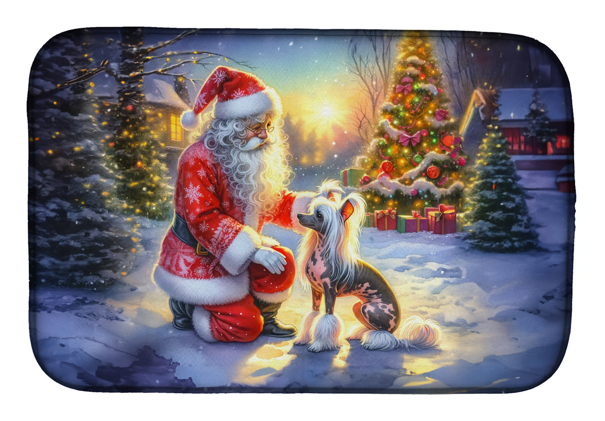 Buy this Chinese Crested and Santa Claus Dish Drying Mat