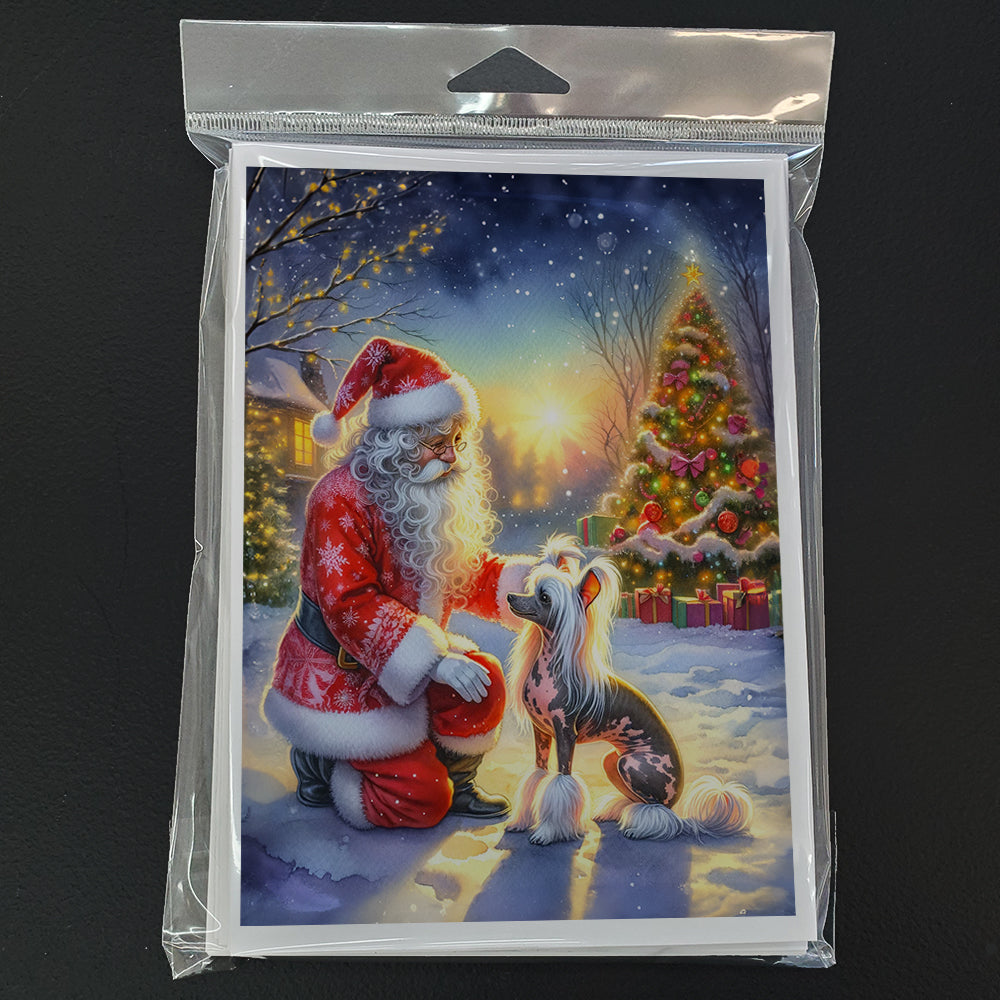 Chinese Crested and Santa Claus Greeting Cards Pack of 8