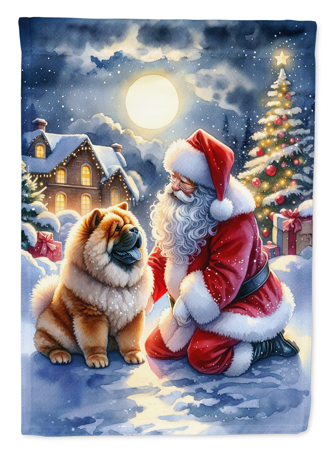 Buy this Chow Chow and Santa Claus House Flag