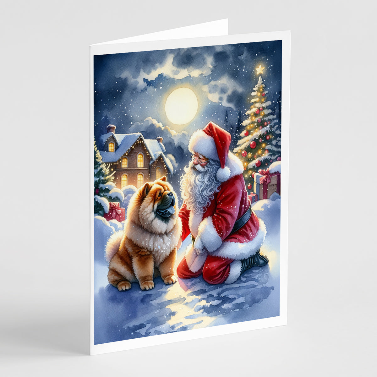 Buy this Chow Chow and Santa Claus Greeting Cards Pack of 8
