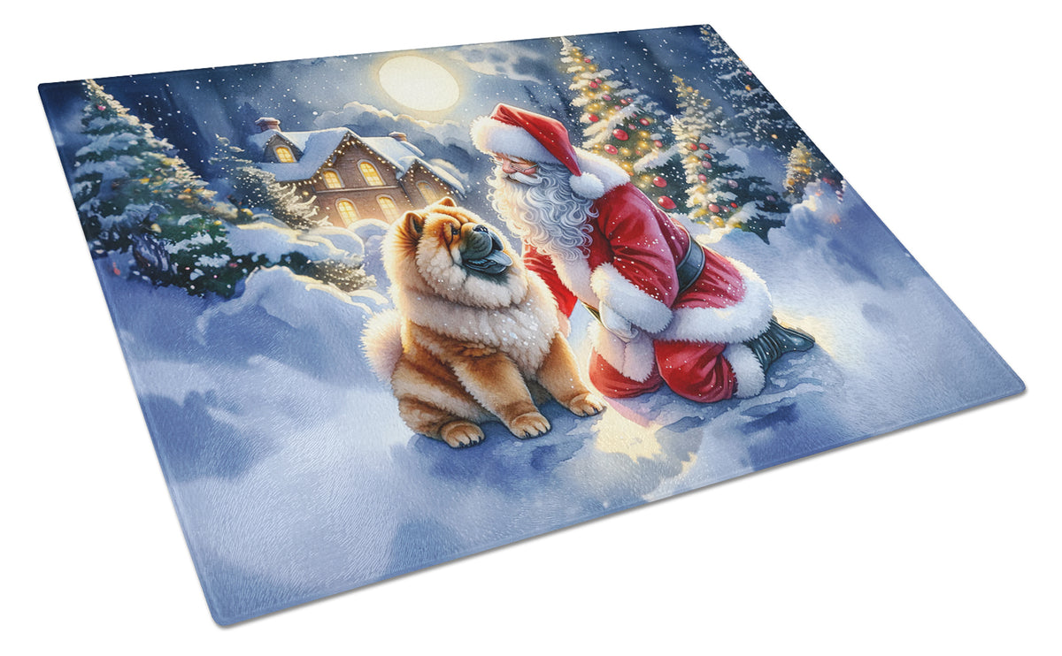 Buy this Chow Chow and Santa Claus Glass Cutting Board