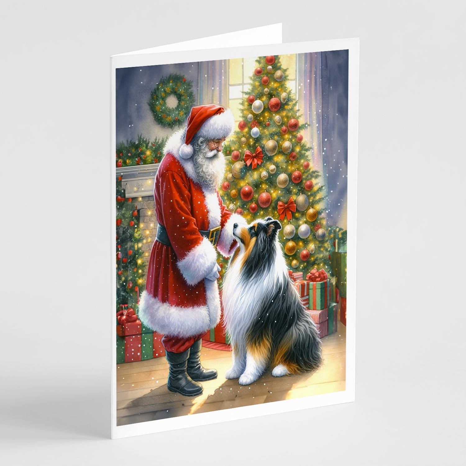 Buy this Collie and Santa Claus Greeting Cards Pack of 8