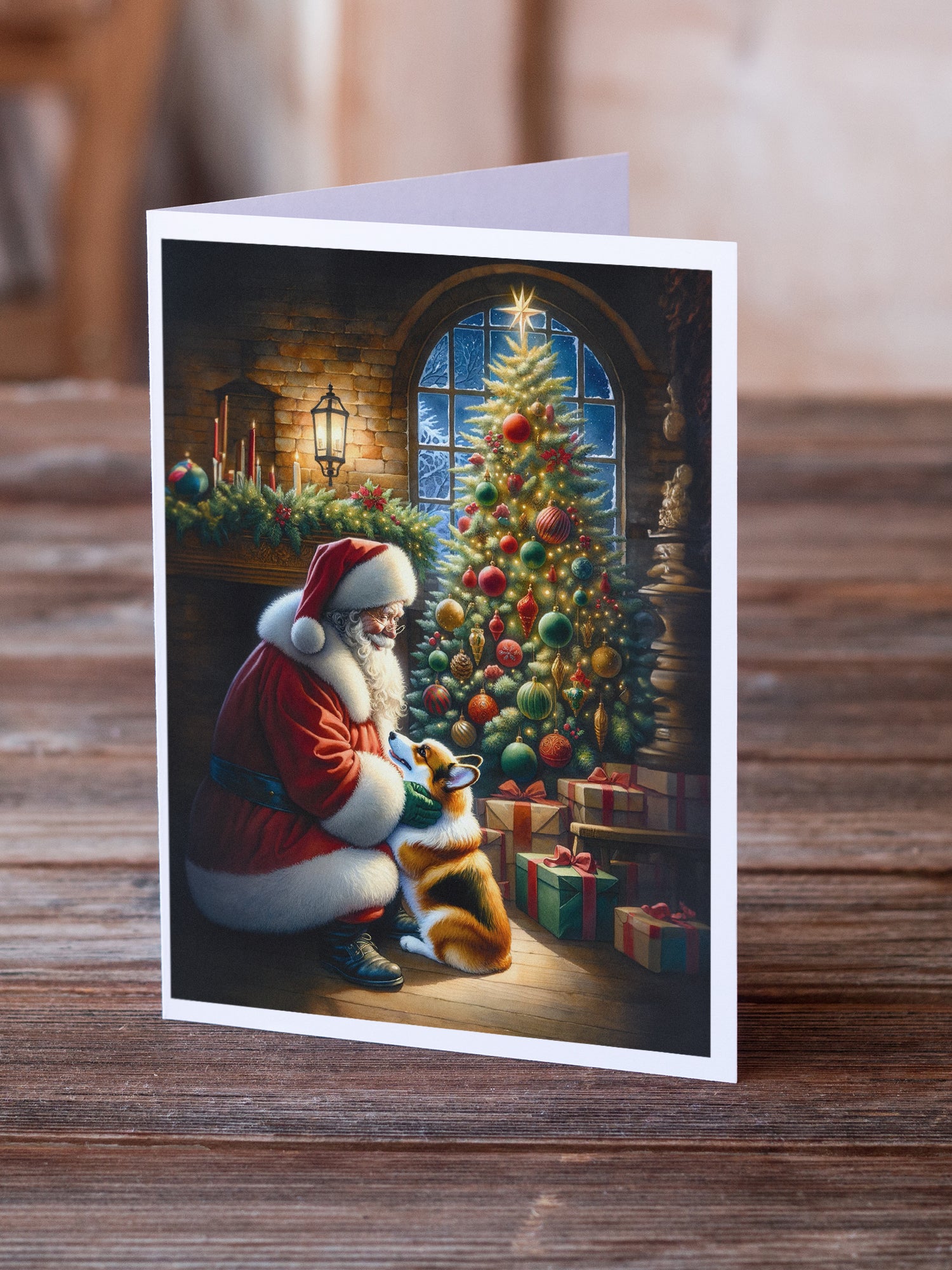 Buy this Corgi and Santa Claus Greeting Cards Pack of 8