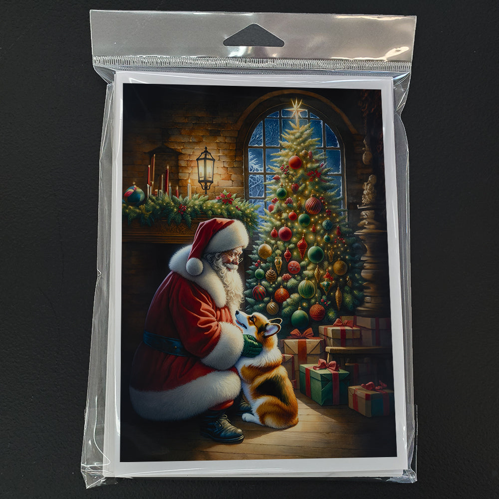 Corgi and Santa Claus Greeting Cards Pack of 8
