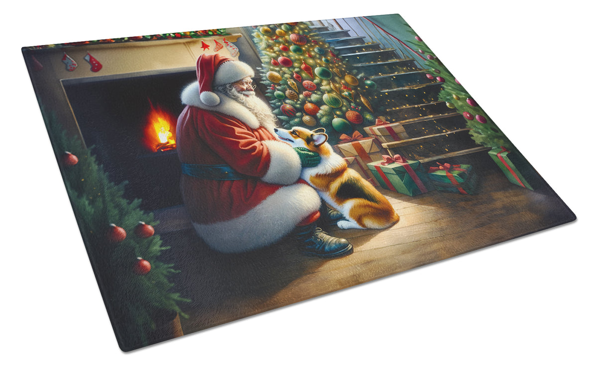 Buy this Corgi and Santa Claus Glass Cutting Board