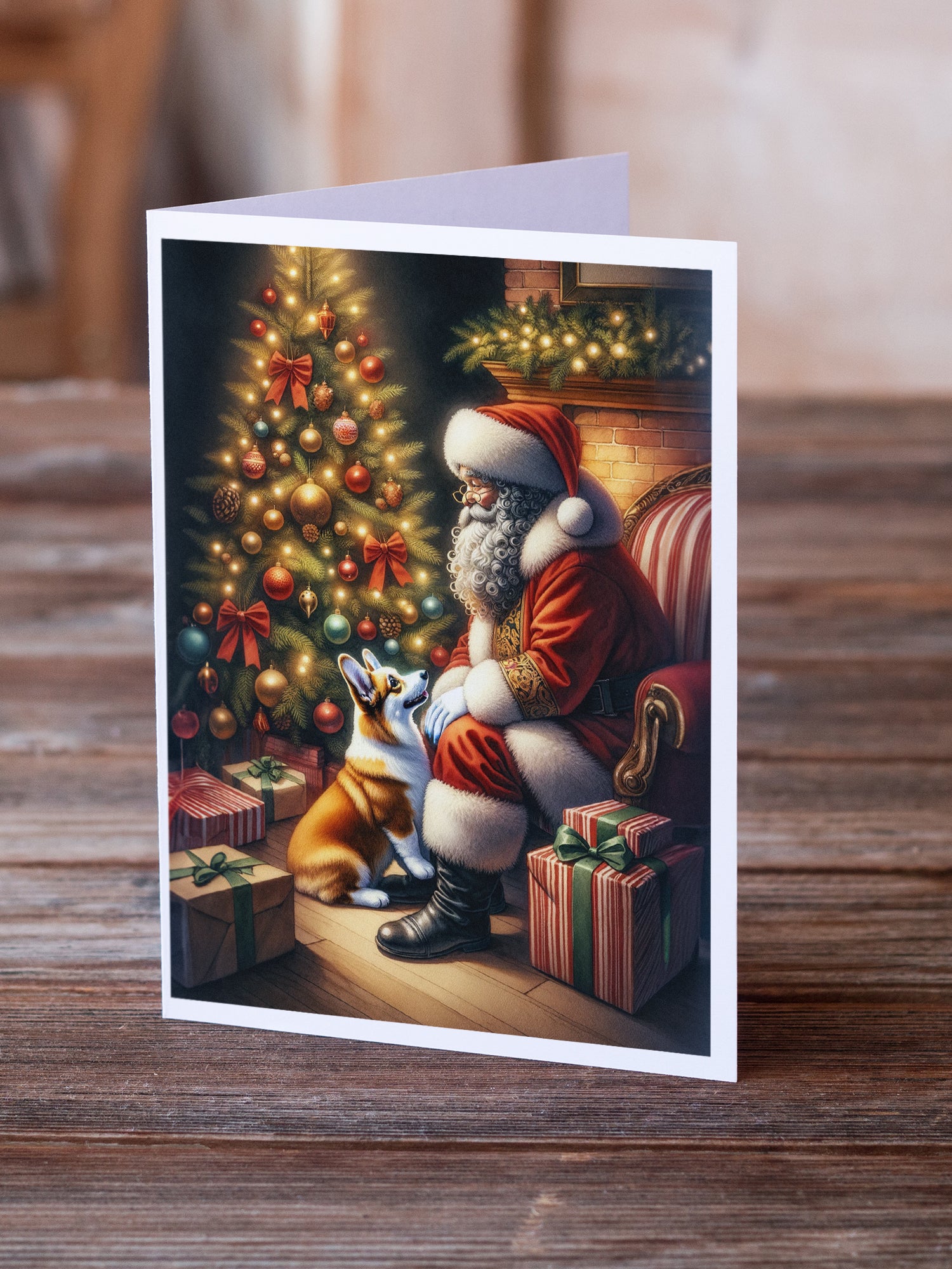 Buy this Corgi and Santa Claus Greeting Cards Pack of 8