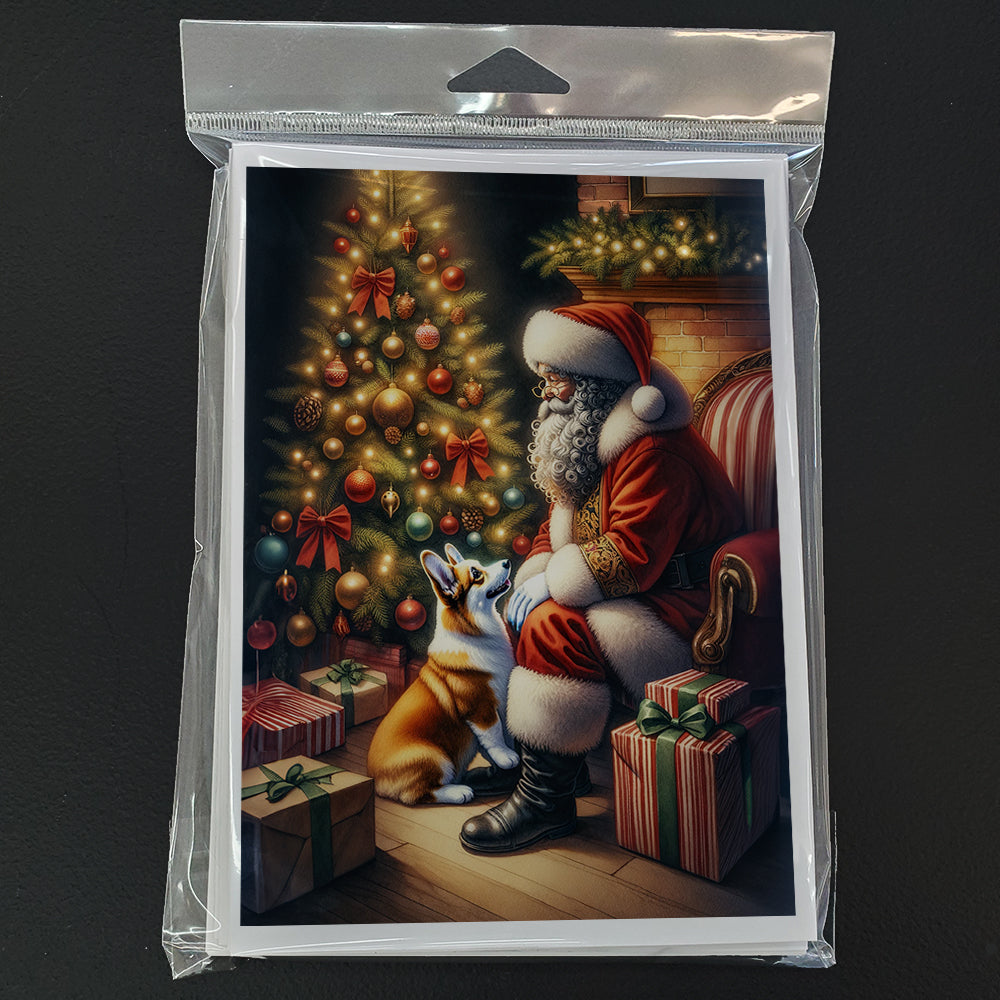 Corgi and Santa Claus Greeting Cards Pack of 8