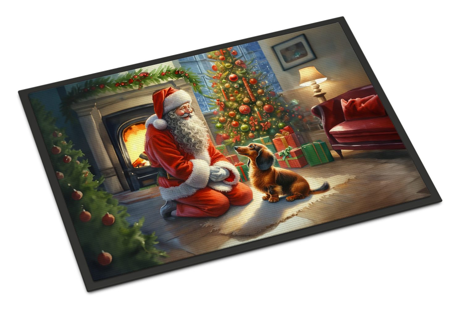 Caroline's Treasures Dachshund and Santa Claus Doormat - 18X27 Indoor / Outdoor Rug | Made in USA