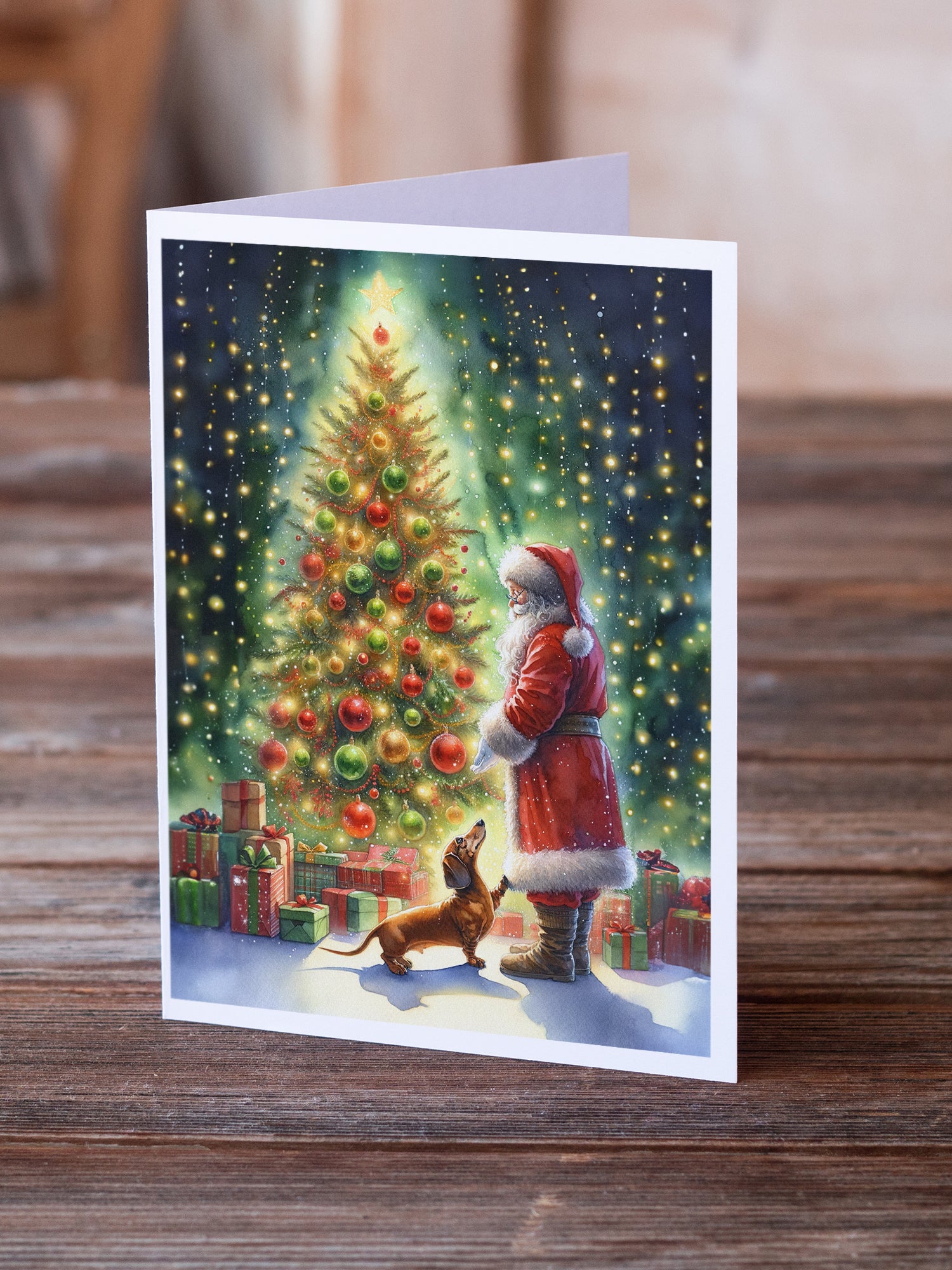 Buy this Dachshund and Santa Claus Greeting Cards Pack of 8