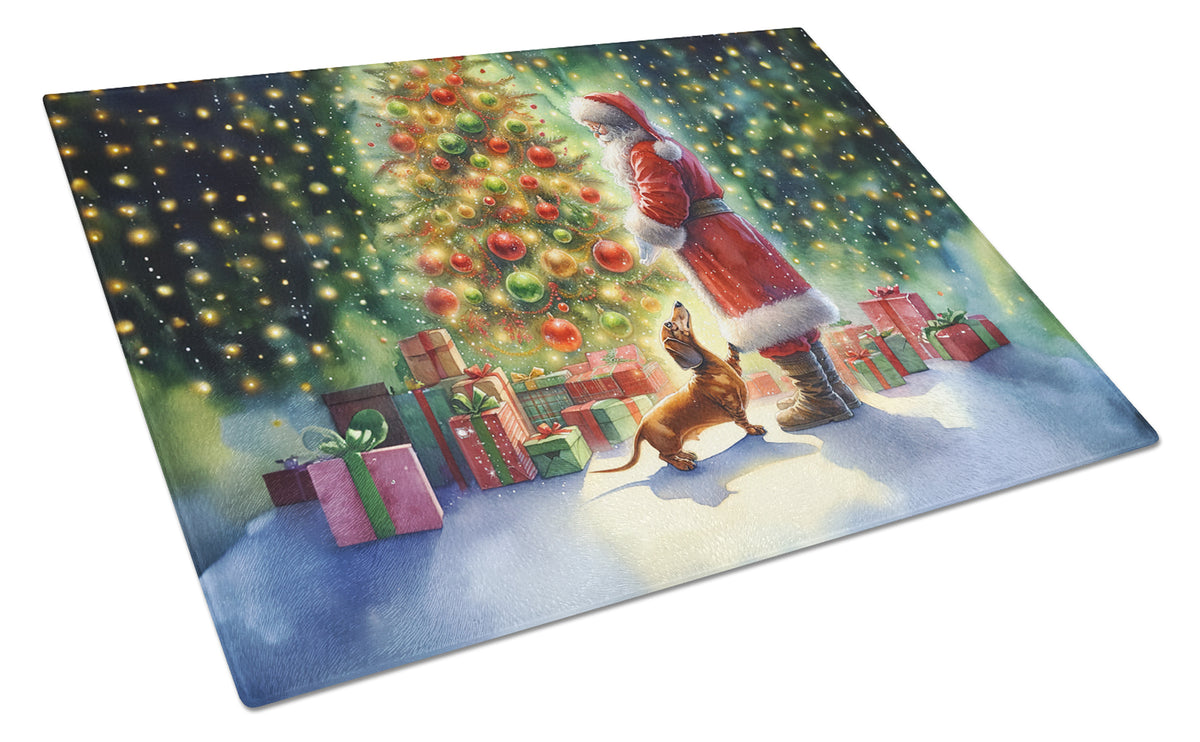 Buy this Dachshund and Santa Claus Glass Cutting Board