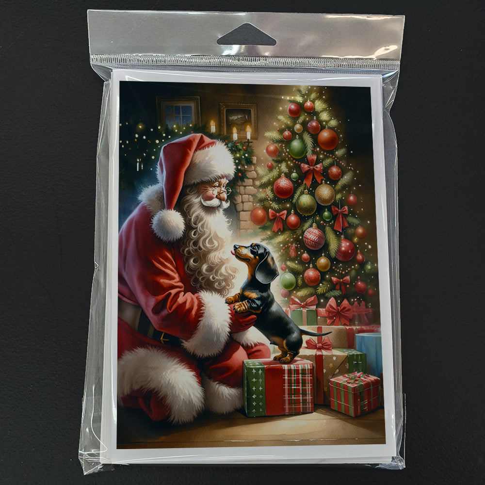 Dachshund and Santa Claus Greeting Cards Pack of 8