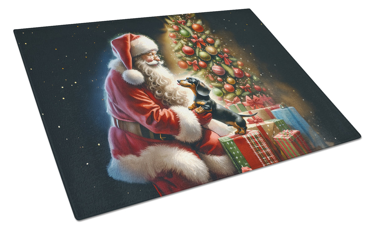 Buy this Dachshund and Santa Claus Glass Cutting Board