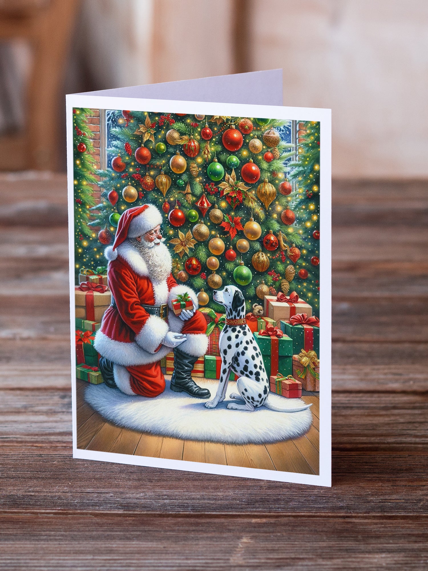 Dalmatian and Santa Claus Greeting Cards Pack of 8