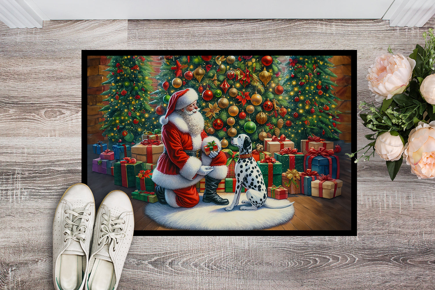 Dalmatian and Santa Claus Doormat