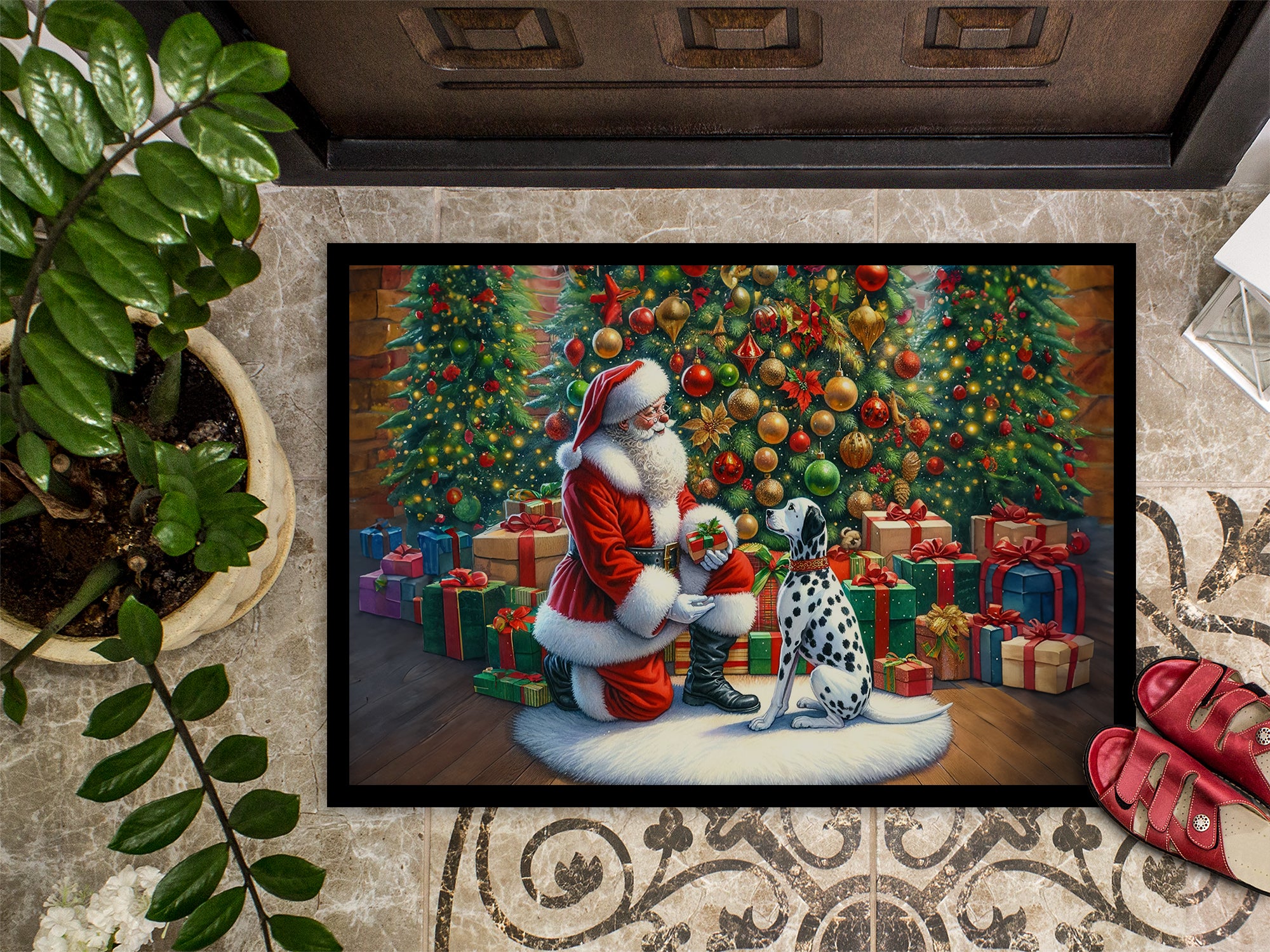 Dalmatian and Santa Claus Doormat