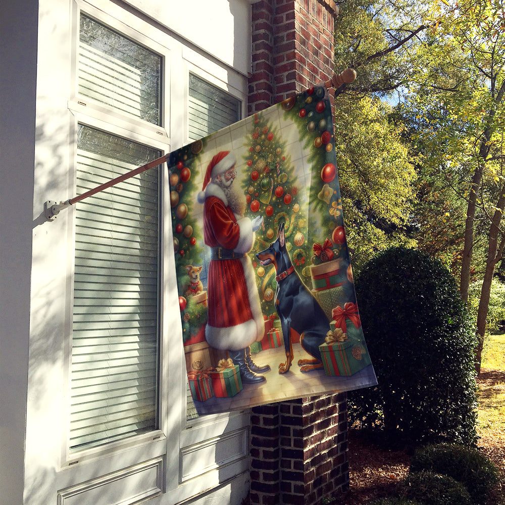 Caroline's Treasures Doberman Pinscher and Santa Claus House Flag
