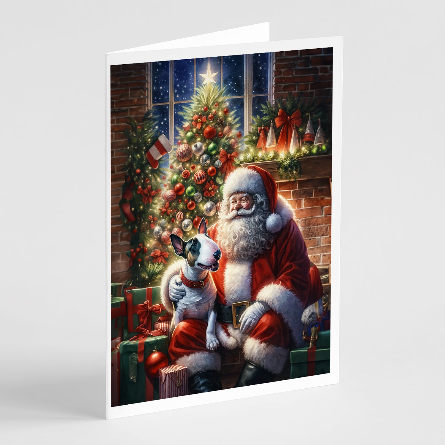 Buy this English Bull Terrier and Santa Claus Greeting Cards Pack of 8
