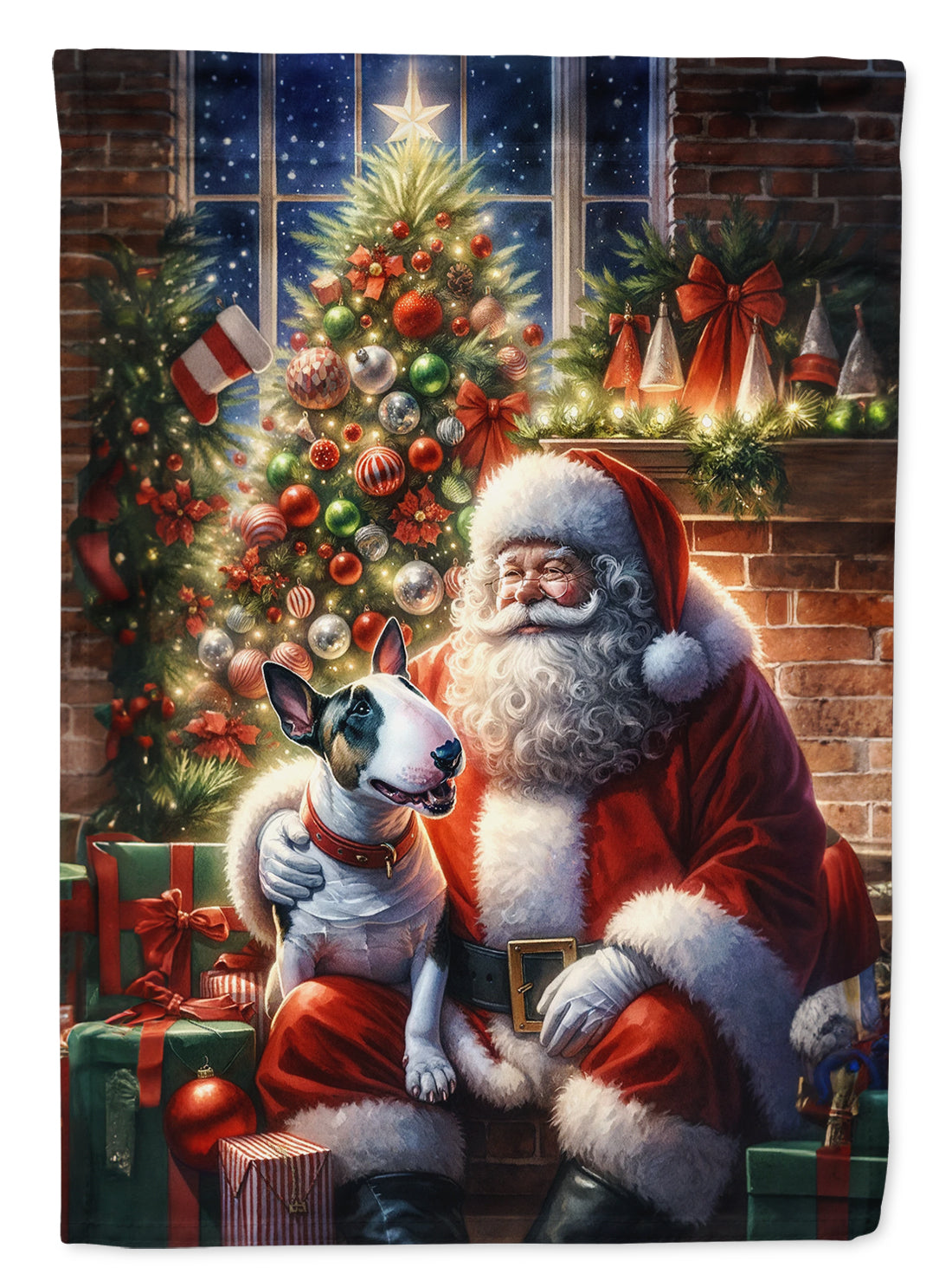 Buy this English Bull Terrier and Santa Claus Garden Flag