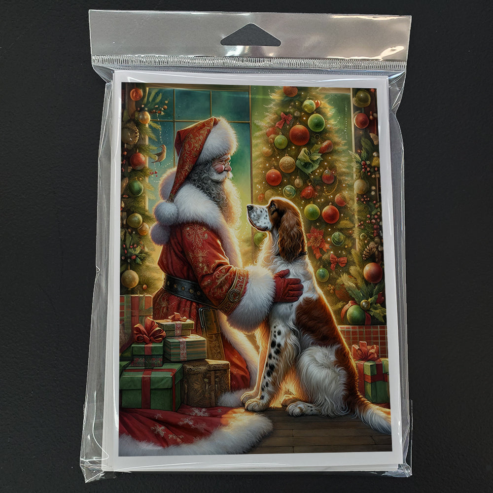 English Setter and Santa Claus Greeting Cards Pack of 8