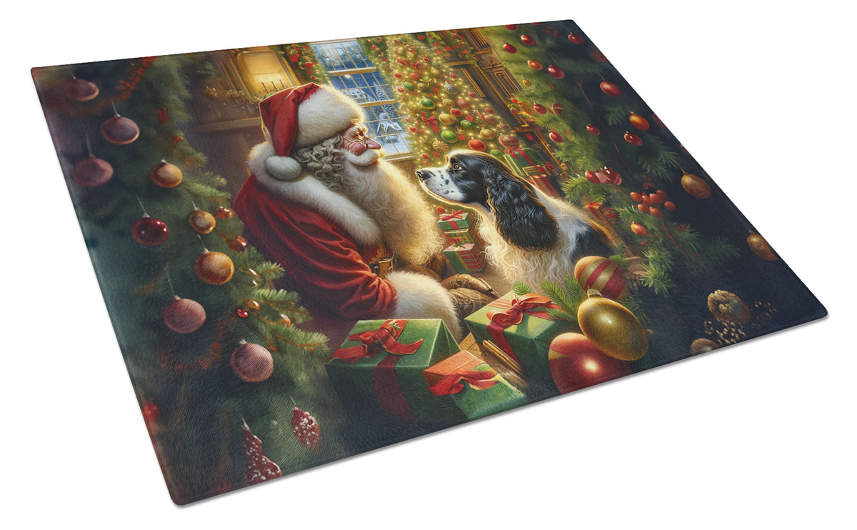 Buy this English Springer Spaniel and Santa Claus Glass Cutting Board