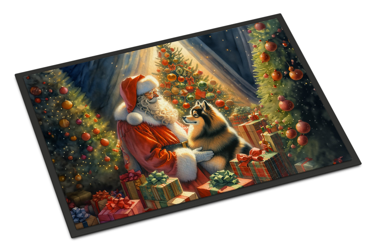 Buy this Finnish Spitz and Santa Claus Doormat