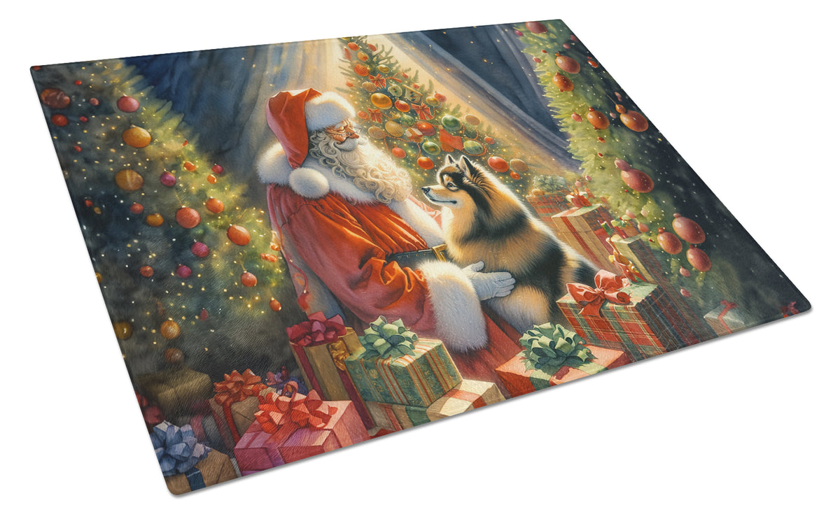 Buy this Finnish Spitz and Santa Claus Glass Cutting Board