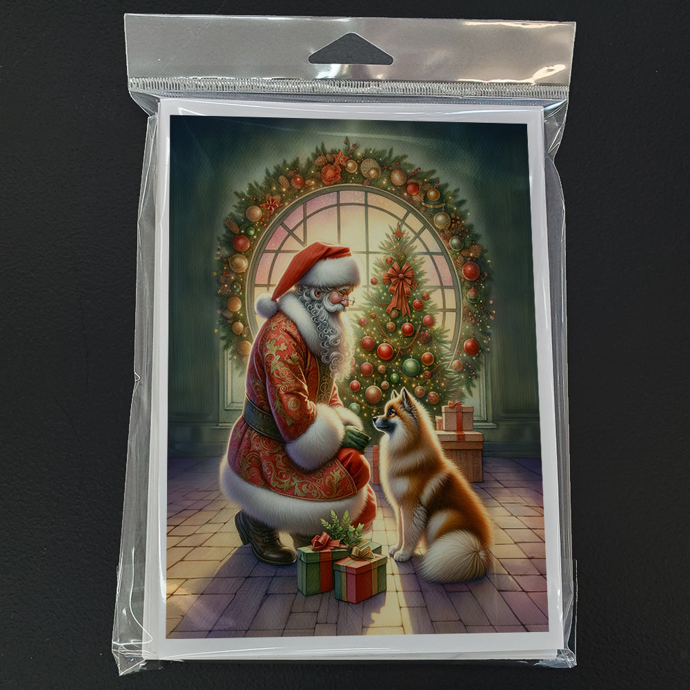 Finnish Spitz and Santa Claus Greeting Cards Pack of 8