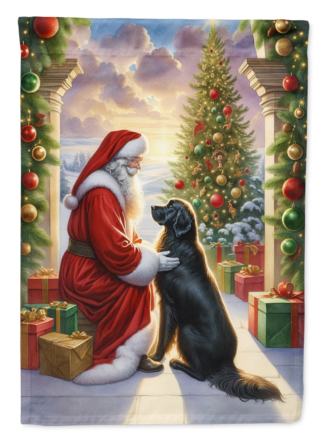 Buy this Flat-Coated Retriever and Santa Claus House Flag