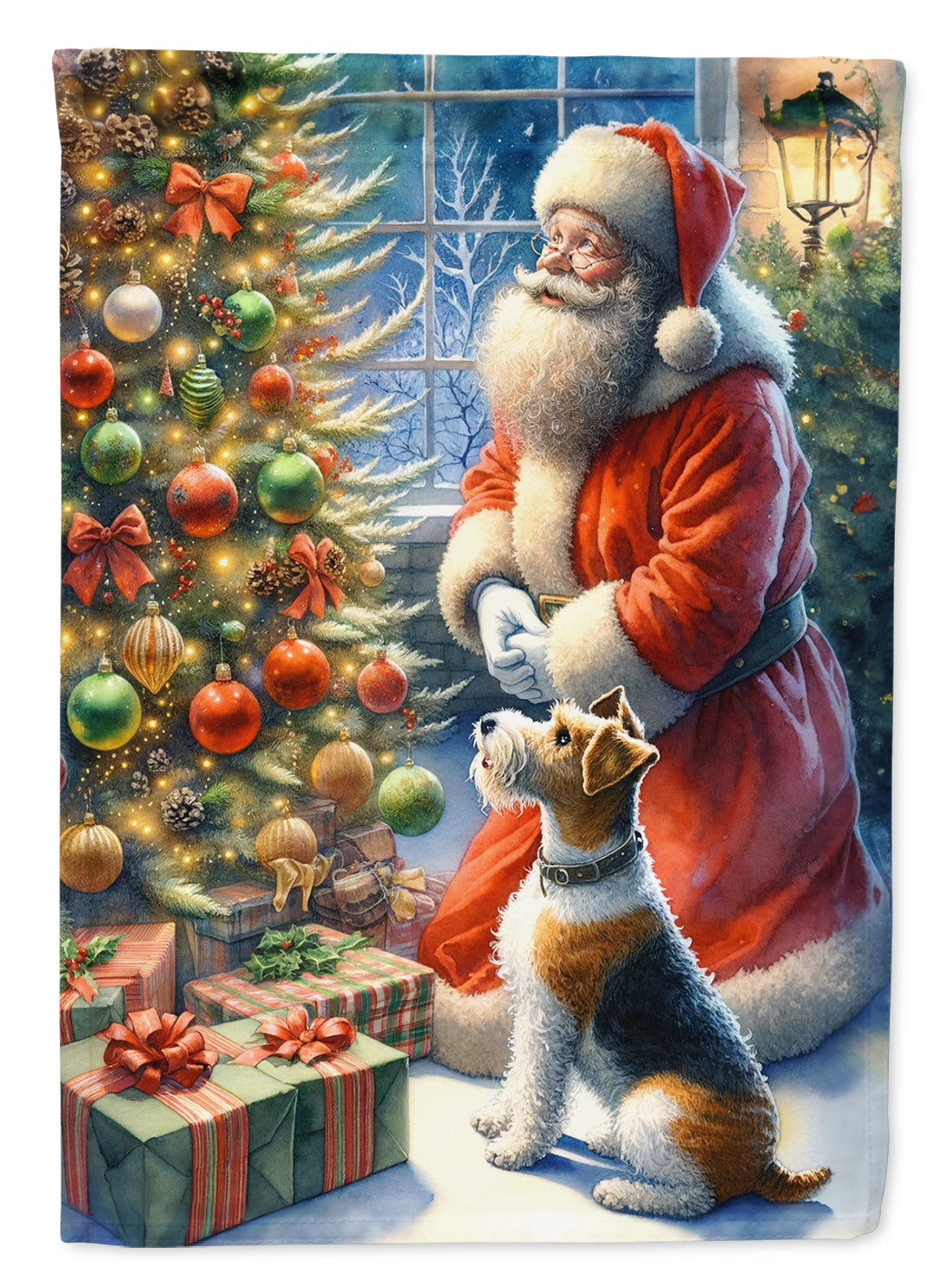 Buy this Fox Terrier and Santa Claus Garden Flag