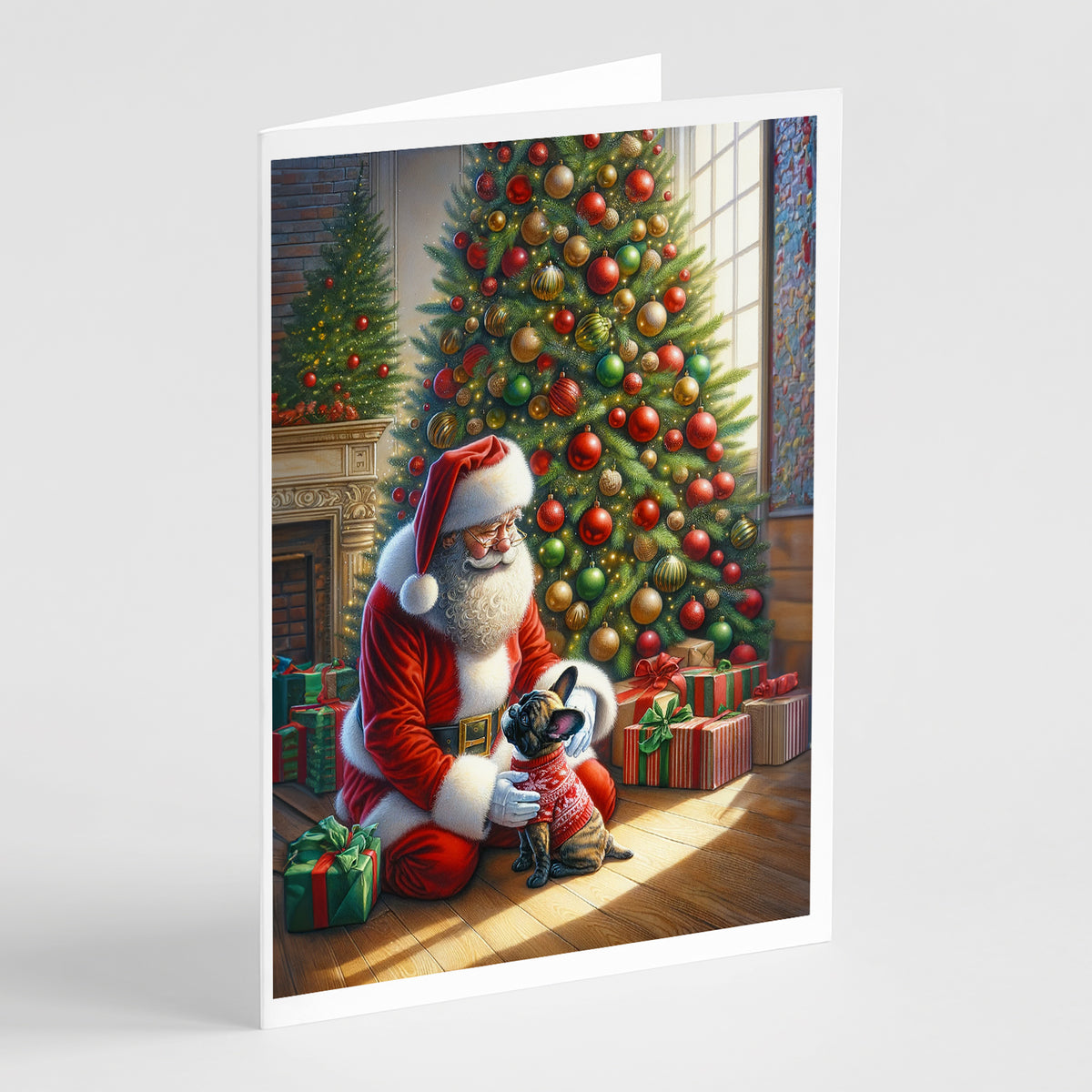 Buy this French Bulldog and Santa Claus Greeting Cards Pack of 8