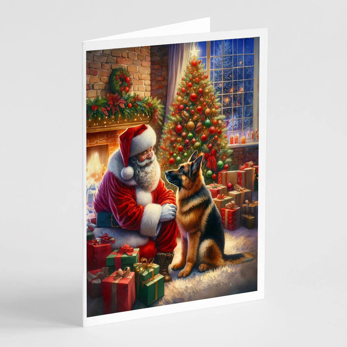 Buy this German Shepherd and Santa Claus Greeting Cards Pack of 8